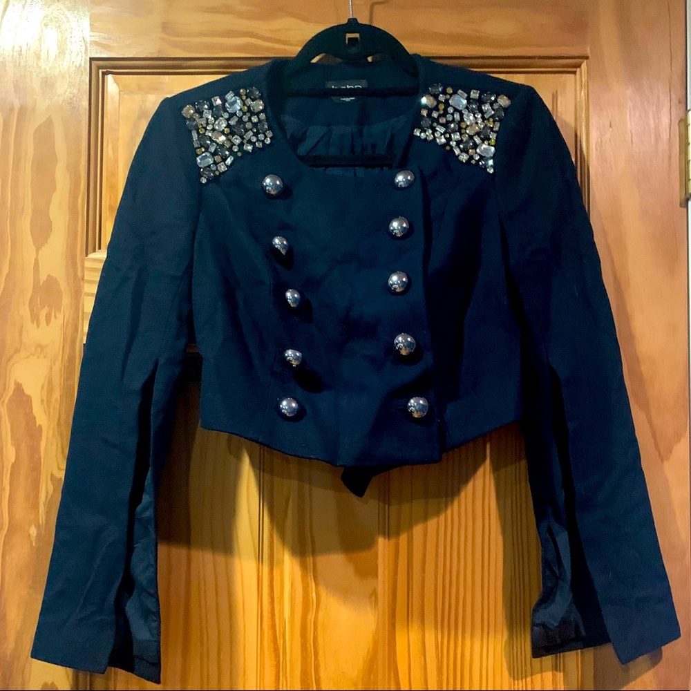 Bebe Embellished Shoulder Button Detail Jacket